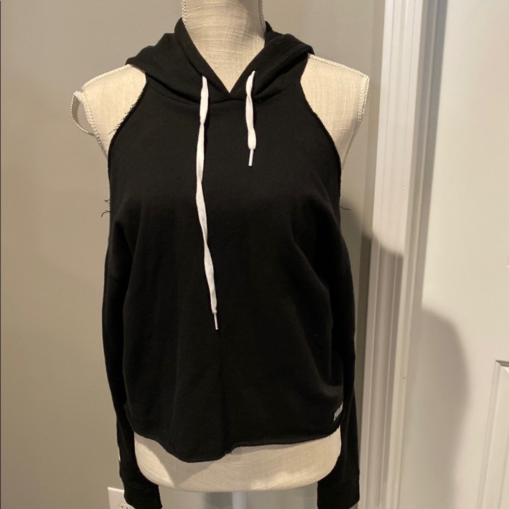 Vintage VS PINK Cold Shoulder Cropped Hoodie